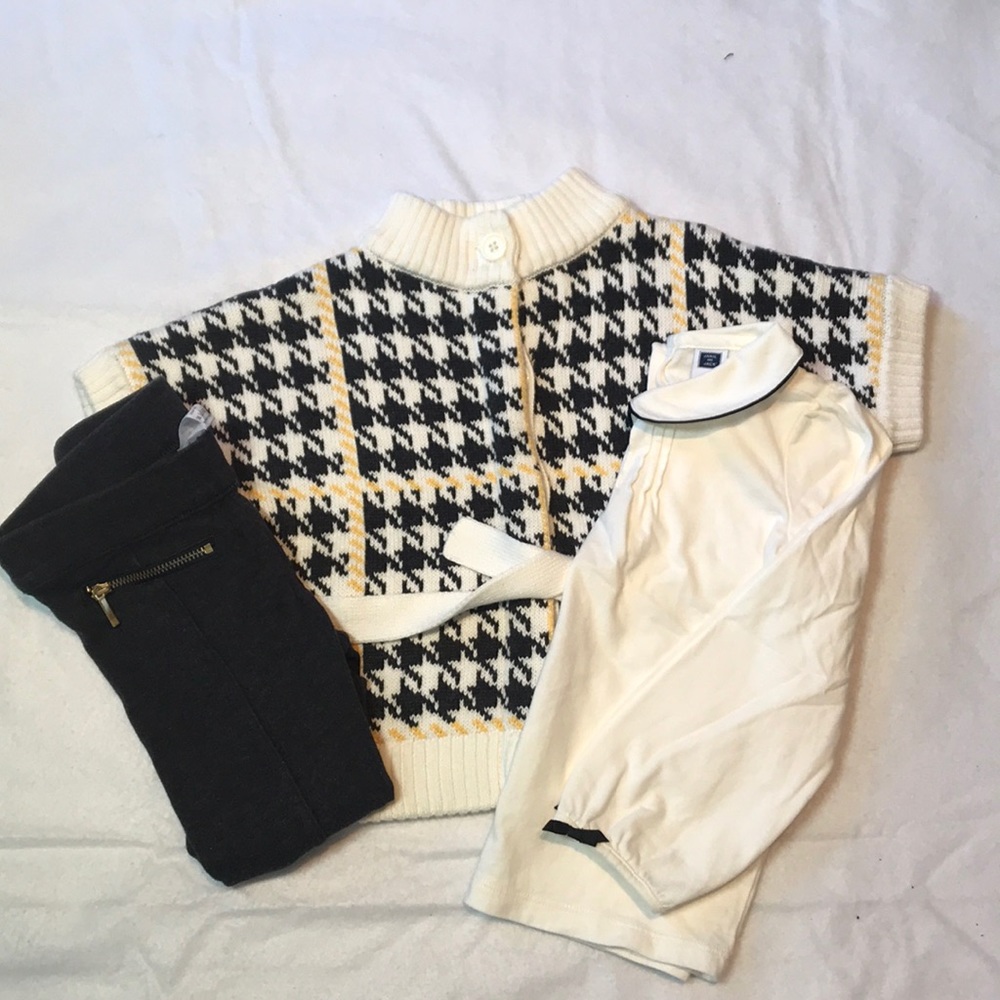 Janie & Jack Herringbone Gray/ Cream Outfit Sz 3